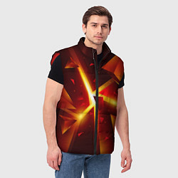 Мужской жилет Трехмерный взрыв неоновых плит абстракция, цвет: 3D-красный — фото 2