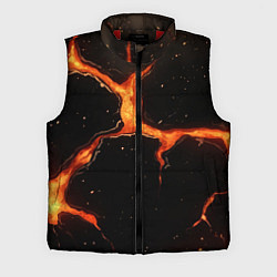 Мужской жилет Оранжевый разлом на черной текстуре, цвет: 3D-красный
