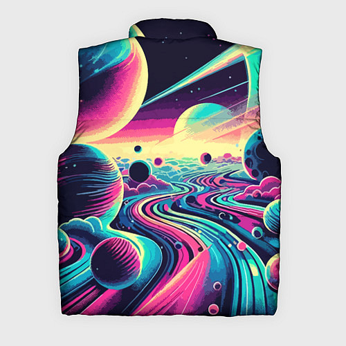 Мужской жилет Неоновый разноцветный космос / 3D-Светло-серый – фото 2