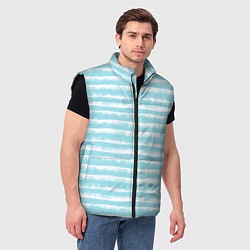 Мужской жилет Бело-голубой полосатый паттерн, цвет: 3D-черный — фото 2