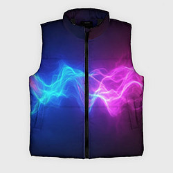 Мужской жилет Звуковая волна неоновый узор, цвет: 3D-черный