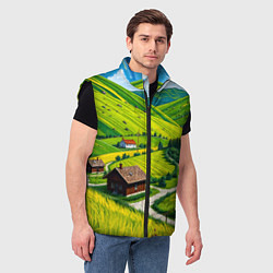 Мужской жилет Русская душа и поле, цвет: 3D-черный — фото 2