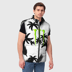 Мужской жилет Monster energy пальмы, цвет: 3D-светло-серый — фото 2