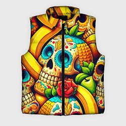 Мужской жилет Colorfull skulls and bananas - pop art pattern, цвет: 3D-черный