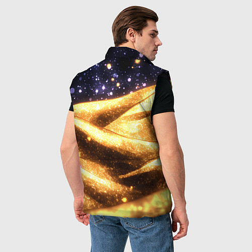 Мужской жилет Золотая текстура и синее небо / 3D-Черный – фото 4