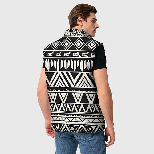 Мужской жилет Черно белый орнамент в этническом стиле / 3D-Черный – фото 4