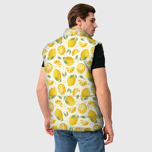 Мужской жилет Сочные лимоны - паттерн / 3D-Черный – фото 4