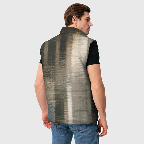 Мужской жилет Размытые серо-бежевые полосы / 3D-Черный – фото 4