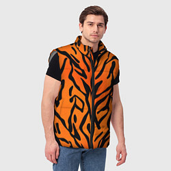 Мужской жилет Тигровый огненный паттерн, цвет: 3D-светло-серый — фото 2