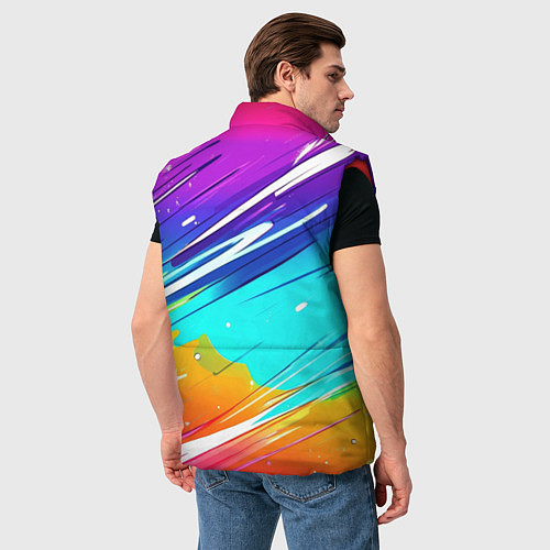Мужской жилет Радужные брызги краски текстура / 3D-Красный – фото 4