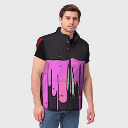 Мужской жилет Фиолетовая текстура на черном фоне, цвет: 3D-красный — фото 2