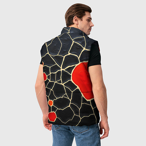 Мужской жилет Красная абстракция на черном лаке / 3D-Черный – фото 4