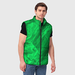 Мужской жилет Зелёный малахитовый абстракция камень, цвет: 3D-черный — фото 2
