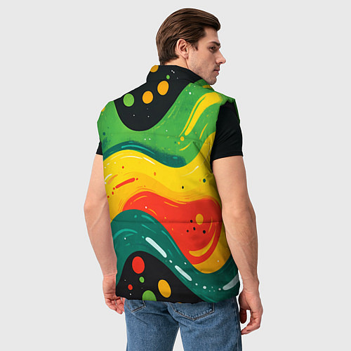 Мужской жилет Желто-зеленая краска текстура / 3D-Черный – фото 4