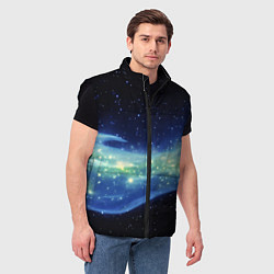 Мужской жилет Синяя волна с зеленым оттенком на черном, цвет: 3D-черный — фото 2