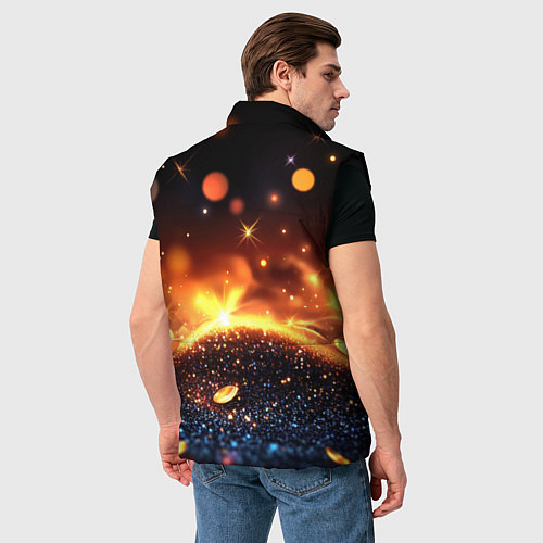 Мужской жилет Оранжевое боке на черном / 3D-Черный – фото 4