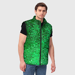 Мужской жилет Зелёный малахит абстрактная текстура, цвет: 3D-черный — фото 2