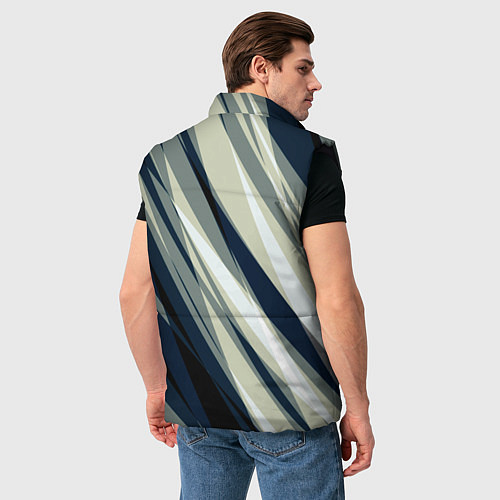 Мужской жилет Синий с оливковым диагональные полосы / 3D-Черный – фото 4