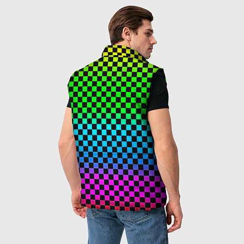 Мужской жилет Monster energy неоновая клетка / 3D-Черный – фото 4
