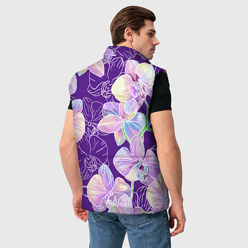 Мужской жилет Японские акварельные орхидеи / 3D-Черный – фото 4