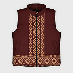 Мужской жилет Золотой узор на бордовом - вышиванка рубаха, цвет: 3D-черный