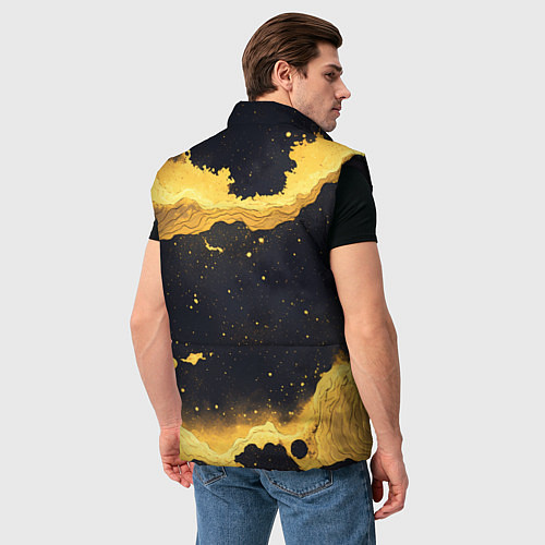 Мужской жилет Черная текстура с золотой волной / 3D-Черный – фото 4