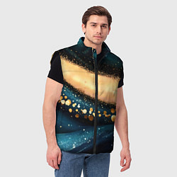 Мужской жилет Бирюзовая текстура с золотыми вставками, цвет: 3D-черный — фото 2