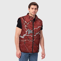 Мужской жилет Красно-серый мрамор, цвет: 3D-черный — фото 2