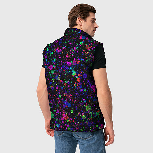 Мужской жилет Чёрный с разноцветными брызгами / 3D-Черный – фото 4