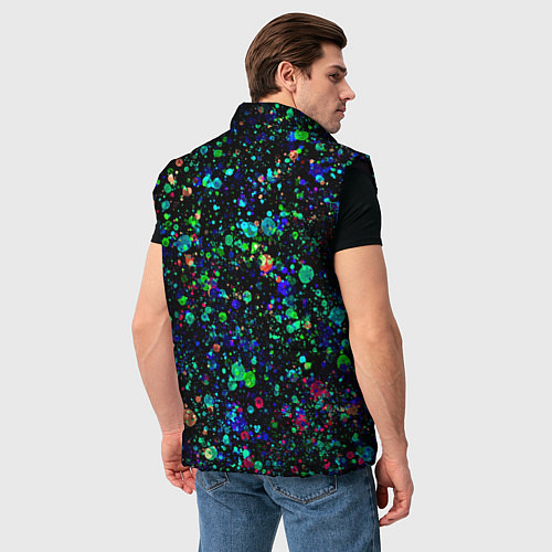 Мужской жилет Чёрный с брызгами сине-зелёными абстракция / 3D-Черный – фото 4