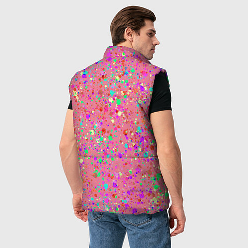 Мужской жилет Розовый с разноцветными брызгами / 3D-Черный – фото 4