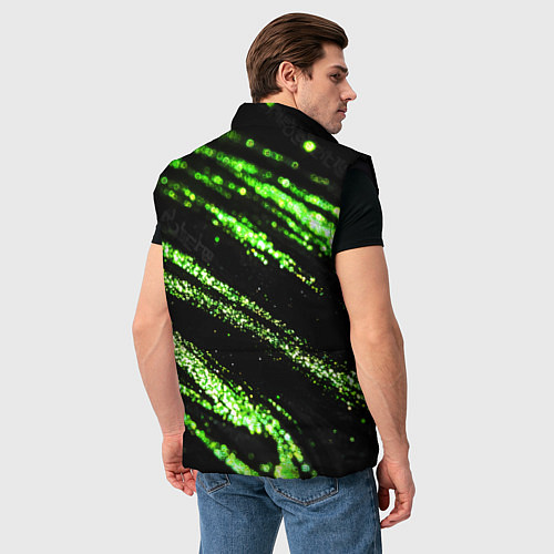 Мужской жилет Зеленые блестки на черном / 3D-Черный – фото 4