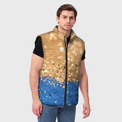 Мужской жилет Золотистые блестки и синий низ, цвет: 3D-черный — фото 2