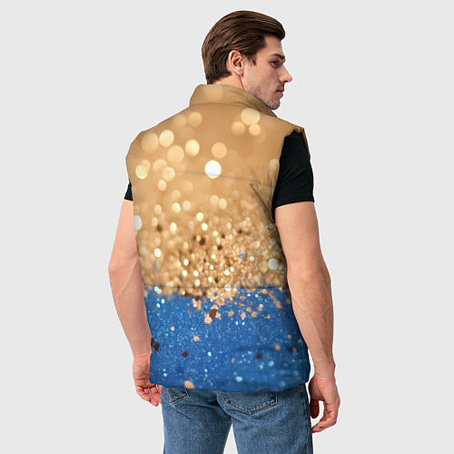 Мужской жилет Золотистые блестки и синий низ / 3D-Черный – фото 4