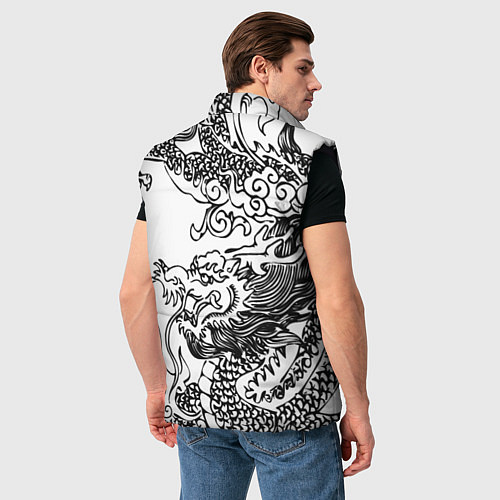Мужской жилет Татуировка дракона на белом / 3D-Черный – фото 4
