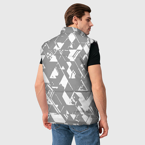 Мужской жилет Светлый серый геометричный паттерн / 3D-Черный – фото 4