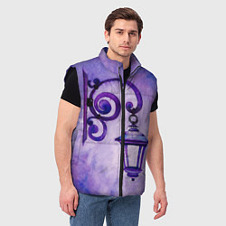 Мужской жилет Уличный фиолетовый фонарь, цвет: 3D-черный — фото 2