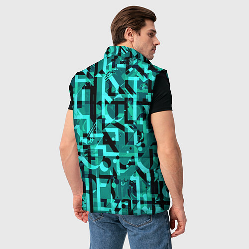 Мужской жилет Неоновый голубой объёмный эффект / 3D-Черный – фото 4