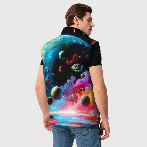 Мужской жилет Том и Джерри летят в ракете - нейроарт / 3D-Черный – фото 4