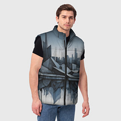 Мужской жилет Небоскребы и скалы, цвет: 3D-черный — фото 2