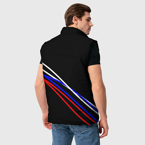 Мужской жилет Герб и полосы цветов флага на чёрном / 3D-Черный – фото 4