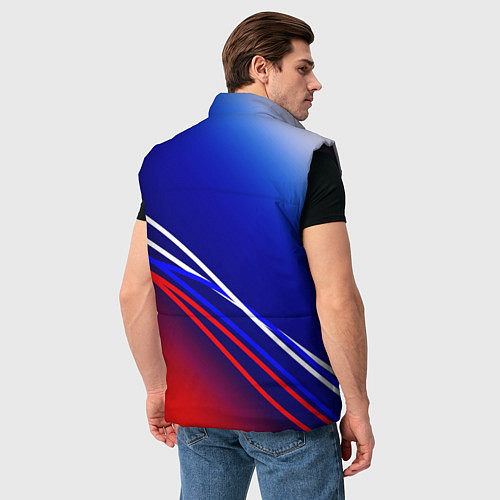 Мужской жилет Герб России и градиент бело-сине-красный / 3D-Черный – фото 4