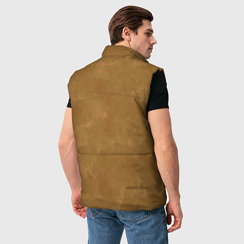 Мужской жилет Светлый оливково-коричневый однотонный текстурный / 3D-Черный – фото 4