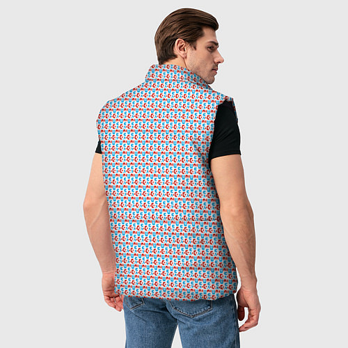 Мужской жилет Красно-синие фигуры на белом фоне / 3D-Черный – фото 4