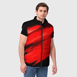 Мужской жилет Красные мазги краски на черном, цвет: 3D-черный — фото 2