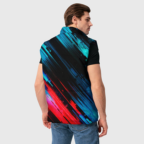 Мужской жилет Синяя и красная краска на черном / 3D-Черный – фото 4