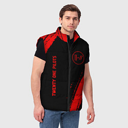 Мужской жилет Twenty One Pilots - red gradient вертикально, цвет: 3D-черный — фото 2