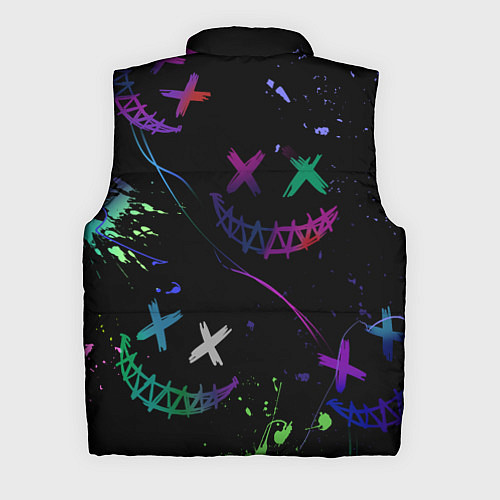 Мужской жилет Неновые краски - лица крипи смайл / 3D-Светло-серый – фото 2