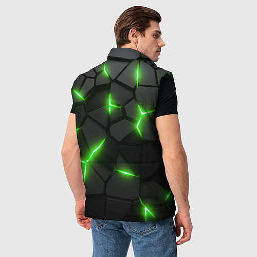 Мужской жилет Зеленая неоновая броня / 3D-Черный – фото 4
