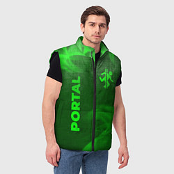 Мужской жилет Portal - green gradient вертикально, цвет: 3D-черный — фото 2